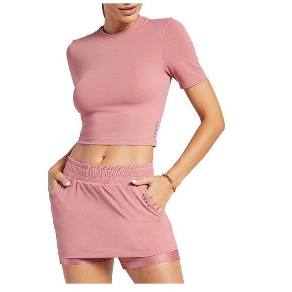 Koral Baby Cropped Athletic Top Light Pink Short Sleeve XS - Picture 1 of 7